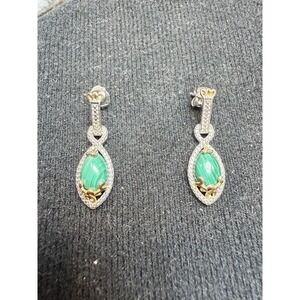 STS Karis Sterling Silver Malachite Drop Earrings Vintage
